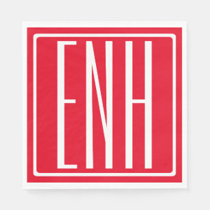 Fett Modern 3 Initialen Monogramm Rot (bzw. Deue Serviette