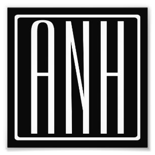 Fett Modern 3 Initialen Monogramm   Schwarz weiß Fotodruck