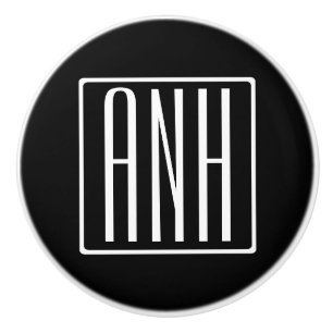 Fett Modern 3 Initialen Monogramm Schwarz weiß Keramikknauf