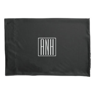 Fett Modern 3 Initialen Monogramm Schwarz weiß Kissenbezug