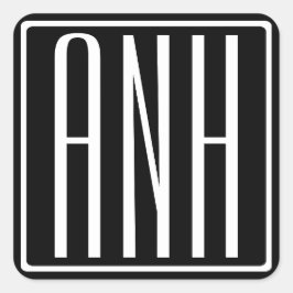 Fett Modern 3 Initialen Monogramm | Schwarz weiß Quadratischer Aufkleber