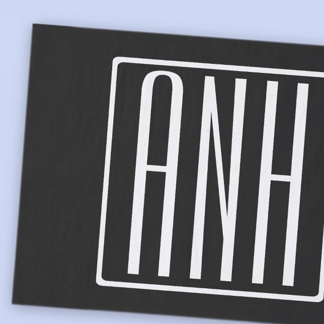 Fett Modern 3 Initialen Monogramm | Schwarz weiß Seidenpapier (Von Creator hochgeladen)