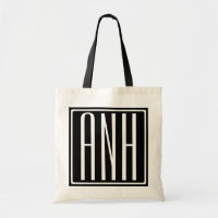 Fett Modern 3 Initialen Monogramm | Schwarz weiß