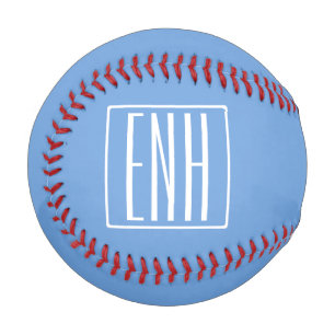 Fett Modern 3 Initialen Monogramm   Soft Blue Baseball