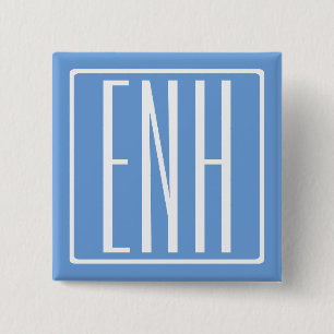 Fett Modern 3 Initialen Monogramm   Soft Blue Button