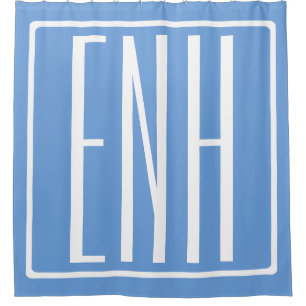 Fett Modern 3 Initialen Monogramm   Soft Blue Duschvorhang