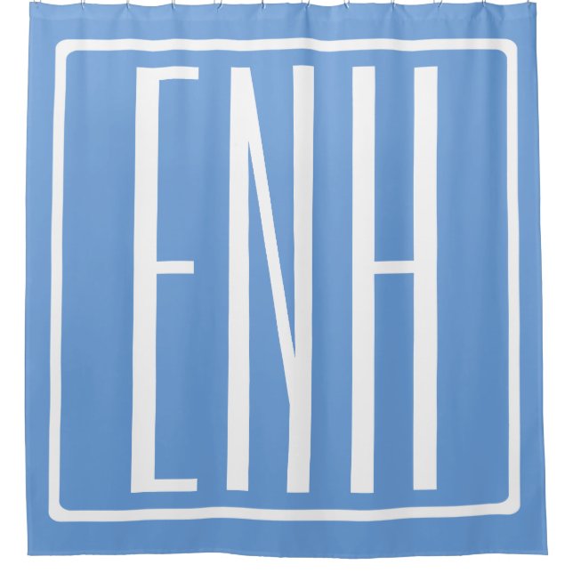 Fett Modern 3 Initialen Monogramm | Soft Blue Duschvorhang (Vorderseite)