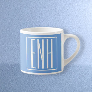 Fett Modern 3 Initialen Monogramm   Soft Blue Espressotasse