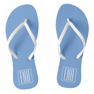 Fett Modern 3 Initialen Monogramm   Soft Blue Flip Flops