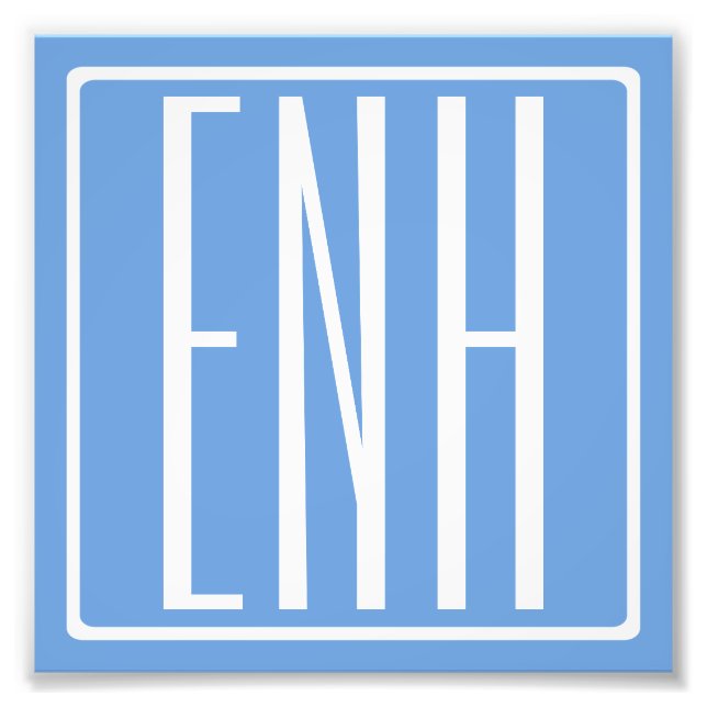 Fett Modern 3 Initialen Monogramm | Soft Blue Fotodruck (Vorne)