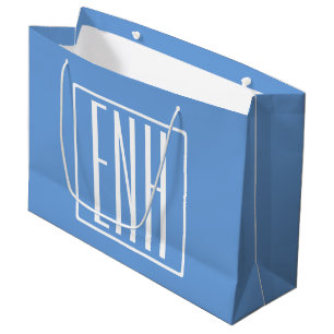 Fett Modern 3 Initialen Monogramm Soft Blue Große Geschenktüte
