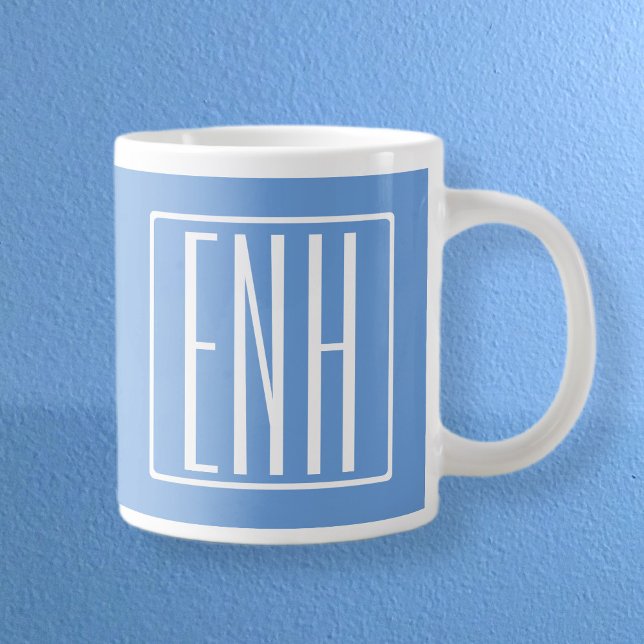 Fett Modern 3 Initialen Monogramm | Soft Blue Jumbo-Tasse (Von Creator hochgeladen)