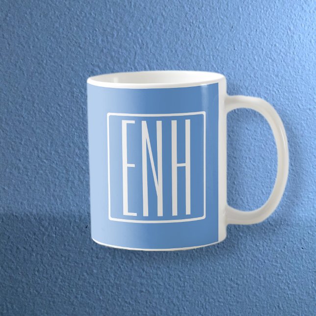 Fett Modern 3 Initialen Monogramm | Soft Blue Kaffeetasse (Von Creator hochgeladen)