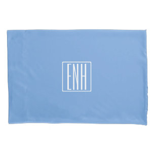 Fett Modern 3 Initialen Monogramm   Soft Blue Kissenbezug
