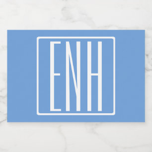 Fett Modern 3 Initialen Monogramm Soft Blue Lebensmitteletikett