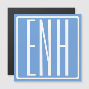 Fett Modern 3 Initialen Monogramm   Soft Blue Magneteinladung