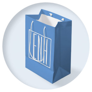 Fett Modern 3 Initialen Monogramm   Soft Blue Mittlere Geschenktüte