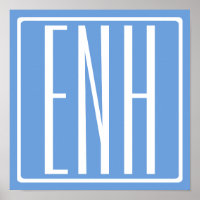 Fett Modern 3 Initialen Monogramm | Soft Blue