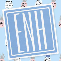 Fett Modern 3 Initialen Monogramm | Soft Blue