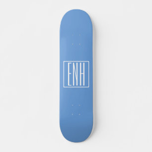 Fett Modern 3 Initialen Monogramm Soft Blue Skateboard