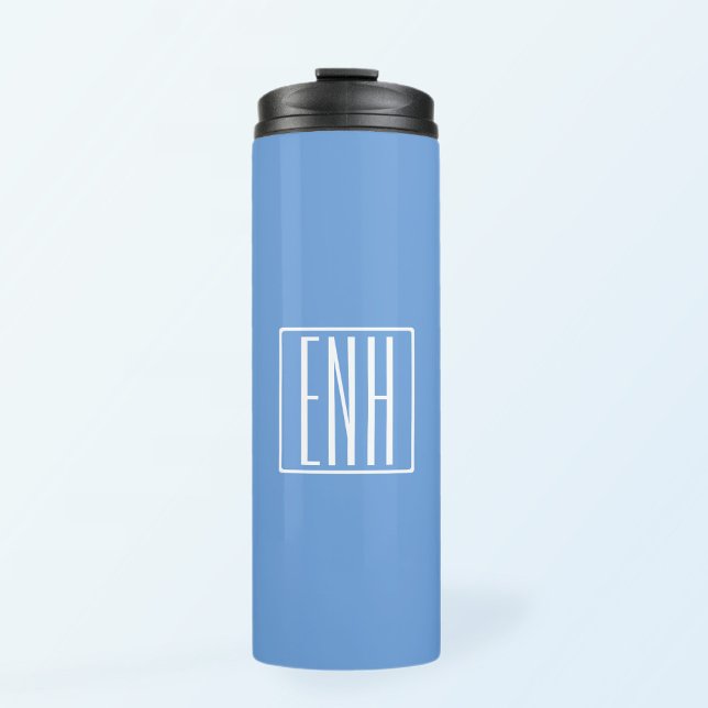 Fett Modern 3 Initialen Monogramm | Soft Blue Thermosbecher (Von Creator hochgeladen)