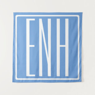Fett Modern 3 Initialen Monogramm Soft Blue Wandteppich