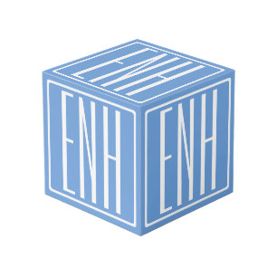 Fett Modern 3 Initialen Monogramm   Soft Blue Würfel