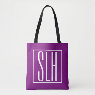 Fett Modern 3 Initialen Monogramm   Weiß und Lila