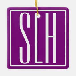 Fett Modern 3 Initialen Monogramm | Weiß und Lila Keramikornament