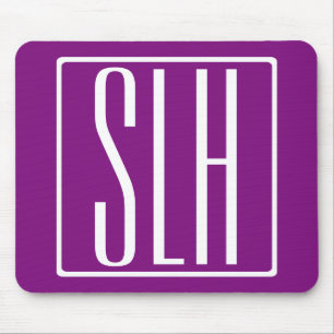 Fett Modern 3 Initialen Monogramm   Weiß und Lila Mousepad