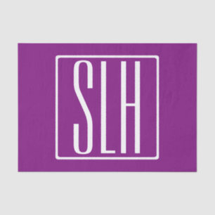 Fett Modern 3 Initialen Monogramm   Weiß und Lila Seidenpapier