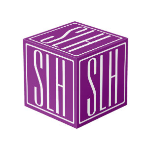 Fett Modern 3 Initialen Monogramm Weiß und Lila Würfel