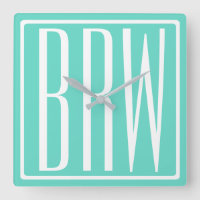 Fett Modern 3 Initialen Monogramm | White on Aqua
