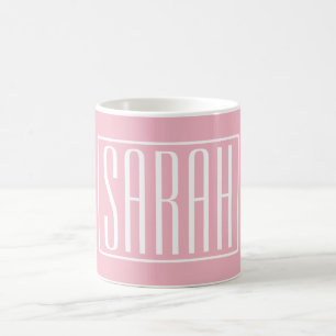 Fett & Modern Dein Name oder Wort Weiß auf Rosa Kaffeetasse