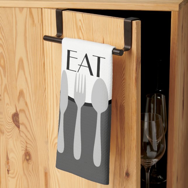 fett, modern grau und weiß mit eigenem Text Geschirrtuch (Drittel gefaltet)