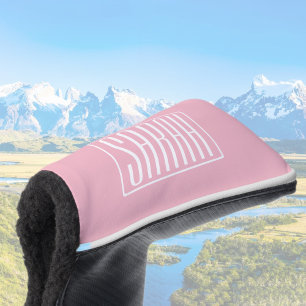 Fett & Modern Ihr Name oder Wort Weiß auf Rosa Golf Headcover