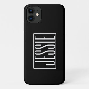 Fett & Modern Ihr Name oder Wort Weiß auf Schwar Case-Mate iPhone Hülle