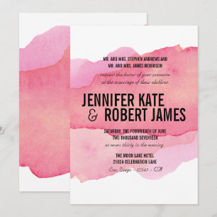 Fett MODERN Minimal rosa Aquarell BLACK WEDD Einladung