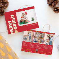 Fett Modern Red Four Foto Merry and Bright Gold