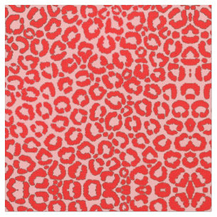 Fett Modern Red Roink Leopard Animal Print Stoff