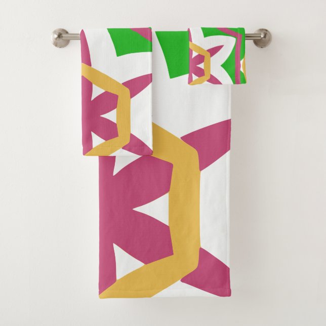 Fett Modern rosa gelb grün Badhandtuch Set (Insitu)