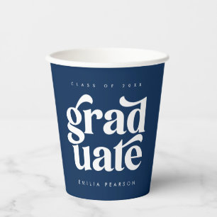 Fett Modern Type Blue Graduation Party Pappbecher