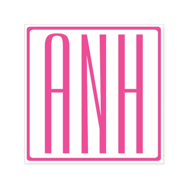 Fett Moderne 3 Initialen Fuchsia Rosa Monogramm Permastempel (Design)