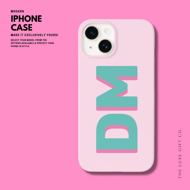 Fett Moderne Big Initials Shadow Monogram Pink Case-Mate iPhone Hülle (Von Creator hochgeladen)
