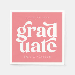 Fett Moderne Blush Pink Graduierungsparty Serviette