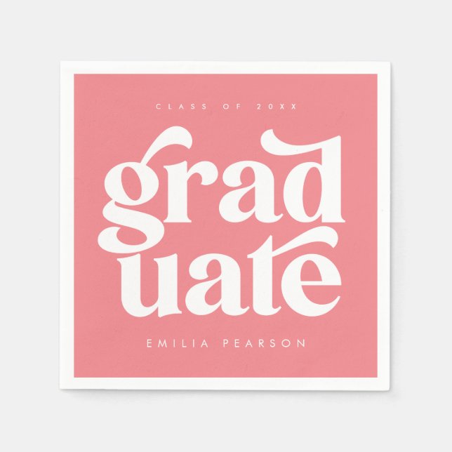 Fett Moderne Blush Pink Graduierungsparty Serviette (Vorderseite)