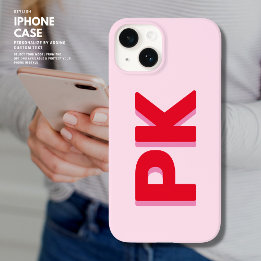 Fett Moderne einfache Rot- und Rosa-Initialen Mono iPhone 14 Hülle