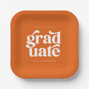 Fett Moderne Orange Graduation Party Pappteller