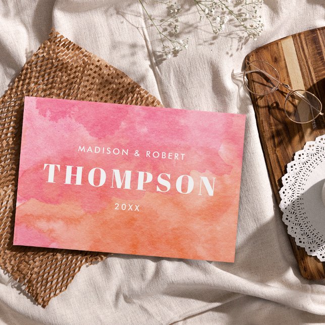 Fett Moderne rosa und orangefarbene Monogramm-Hoch Gästebuch (Von Creator hochgeladen)