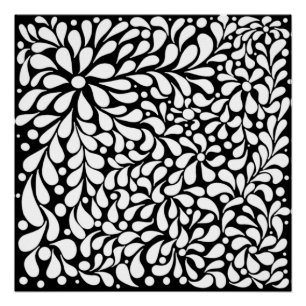 Fett moderne weiße Blume auf schwarzem Hintergrund Poster